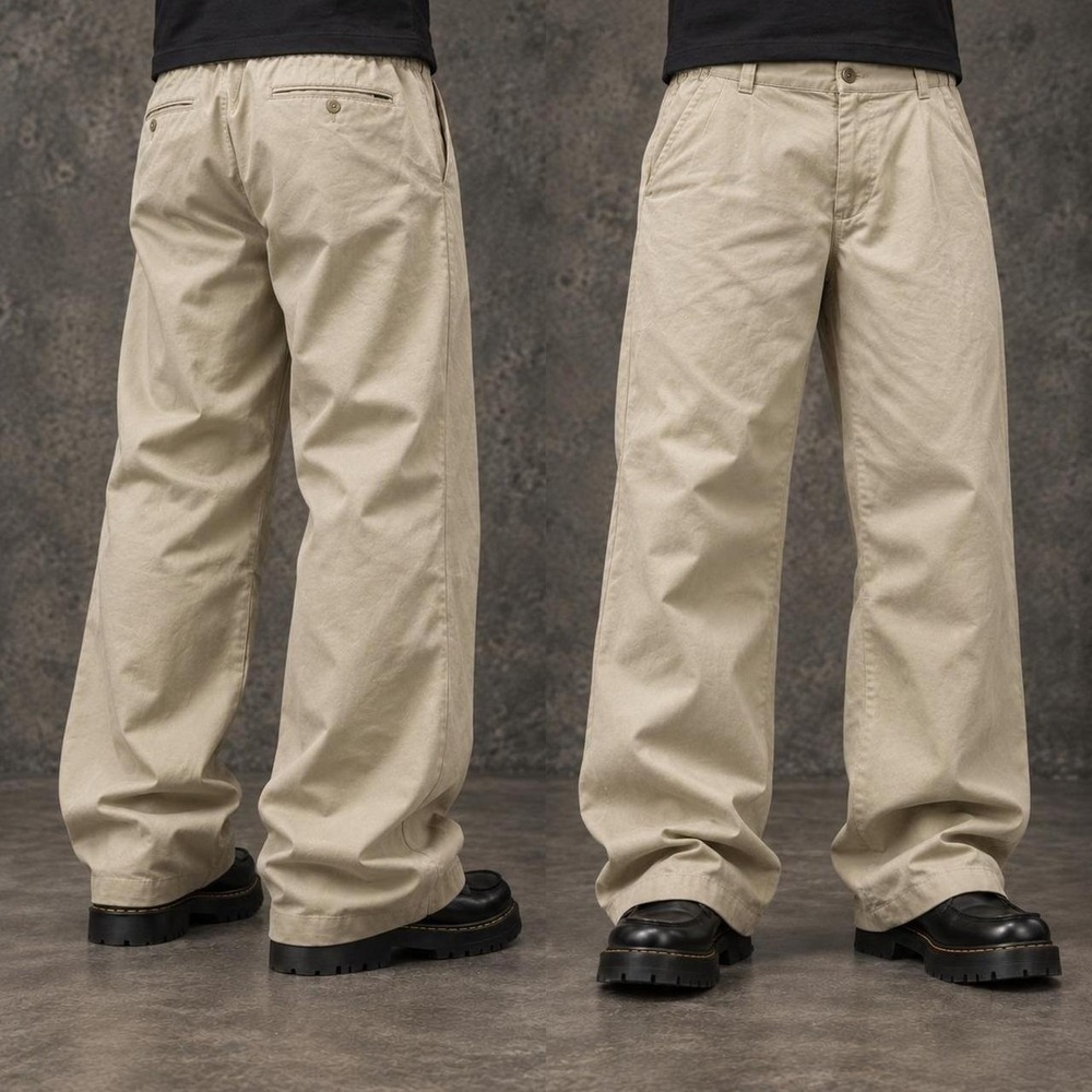 34x28 Tan Beige Chino Baggy Wide Leg Pants Y2K